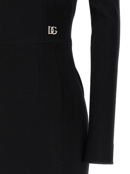 Dolce & Gabbana Black Viscose Midi Dress
