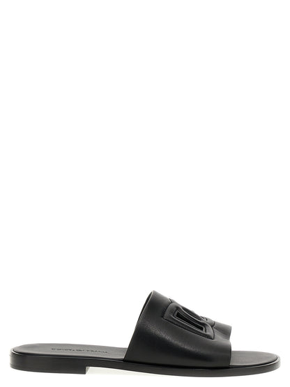 Dolce & Gabbana Black Leather Slides