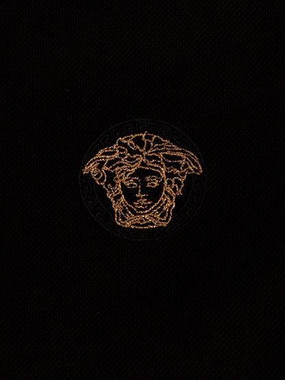 Versace Black Cotton Polo Shirt
