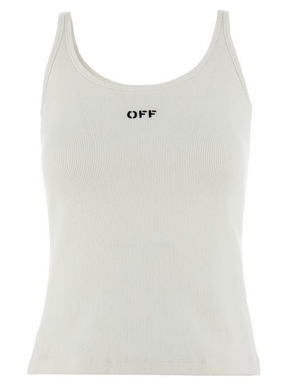 Off-White White Cotton Sleeveles T-Shirt