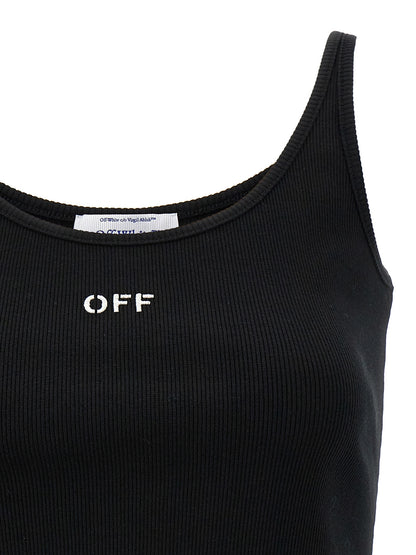 Off-White Black Cotton Sleeveles T-Shirt