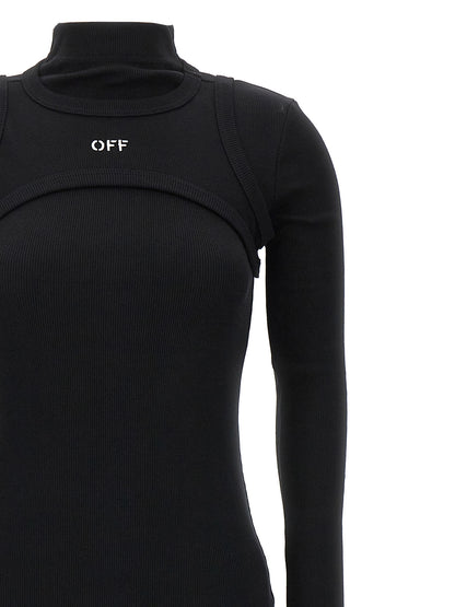 Off-White Black Cotton Midi Dress