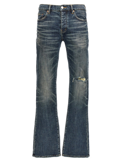 PURPLE Blue Cotton Flared Jeans