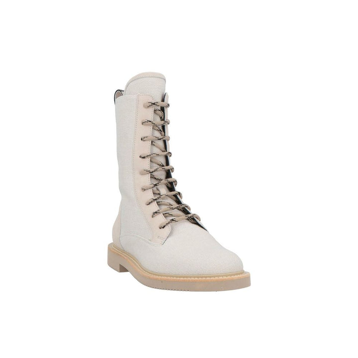 Brunello Cucinelli Beige Cotton Lace-Up Boots