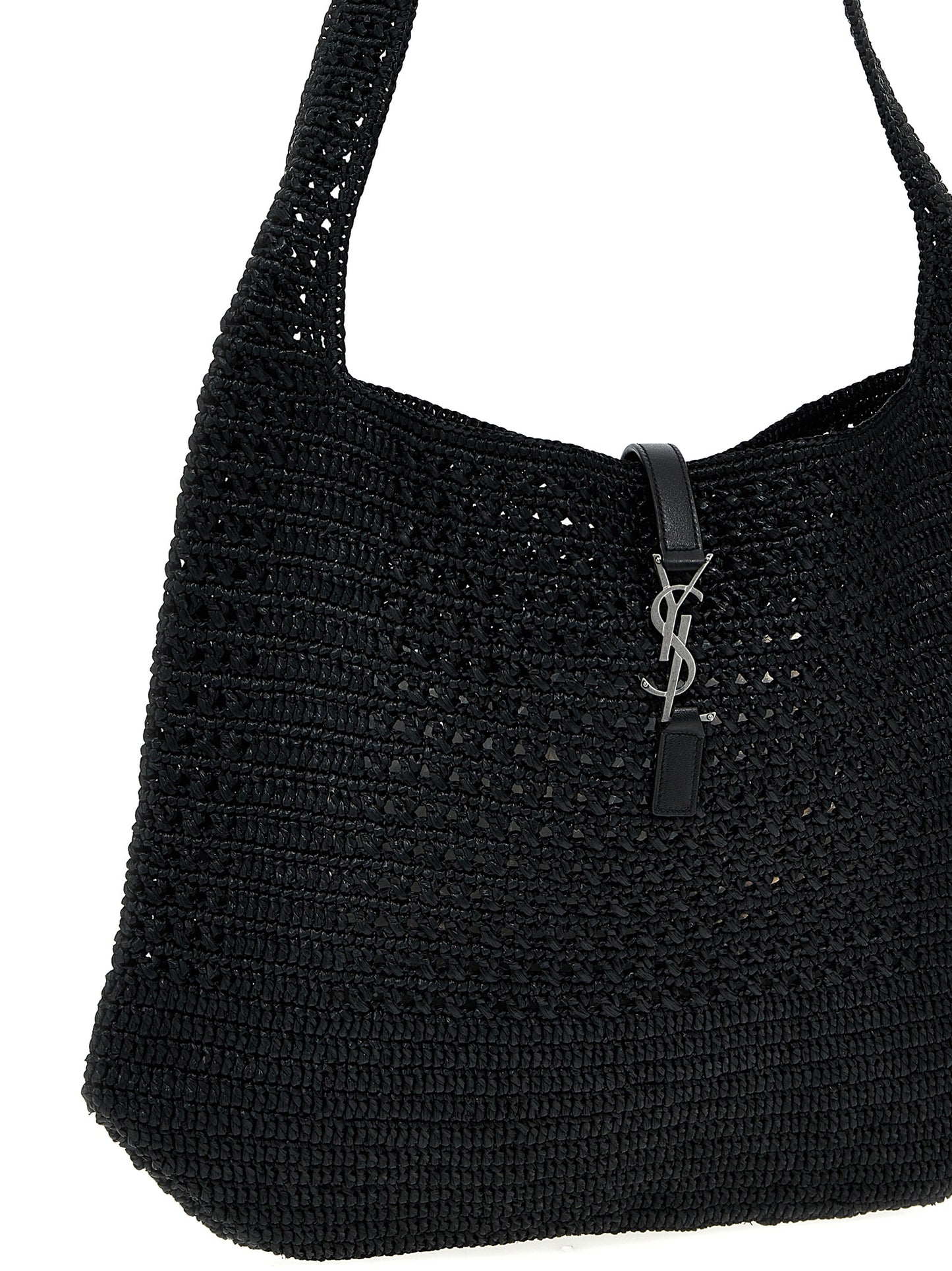 Saint Laurent Black Raffia Tote Bag