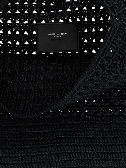 Saint Laurent Black Raffia Tote Bag