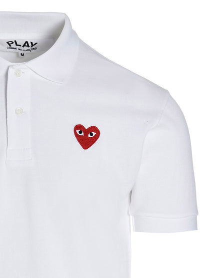 Comme Des Garçons Play White Cotton Polo Shirt