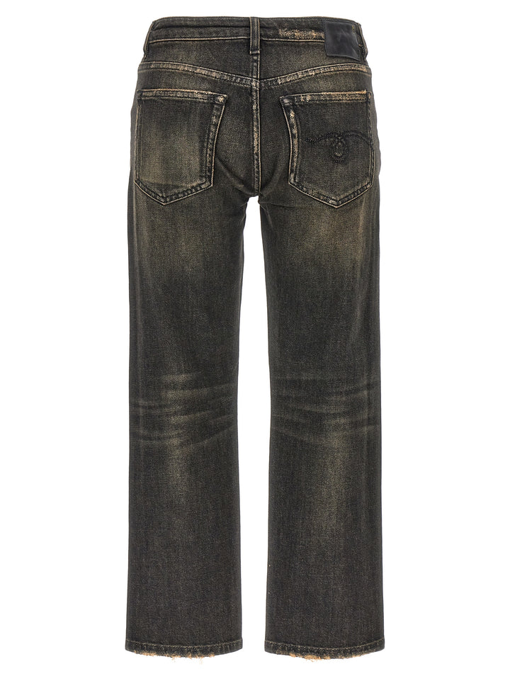 R13 Black Cotton Boyfriend Jeans