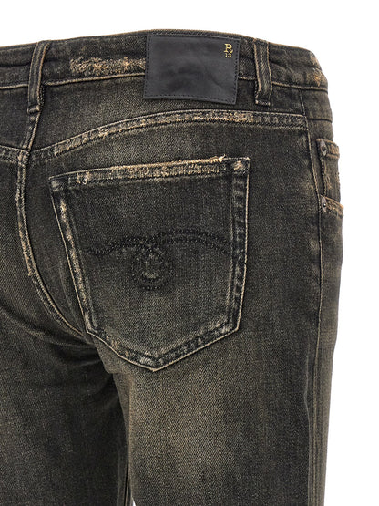 R13 Black Cotton Boyfriend Jeans