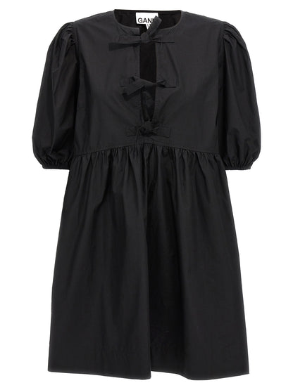 Ganni Black Cotton Short Dress