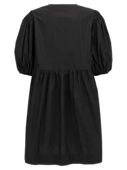 Ganni Black Cotton Short Dress