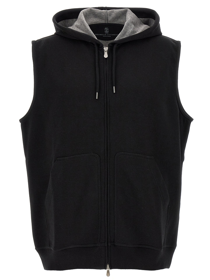 Brunello Cucinelli Black Cotton Sleeveless Jacket