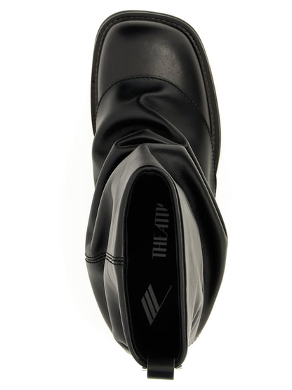 The Attico Black Calfskin Ankle Boots