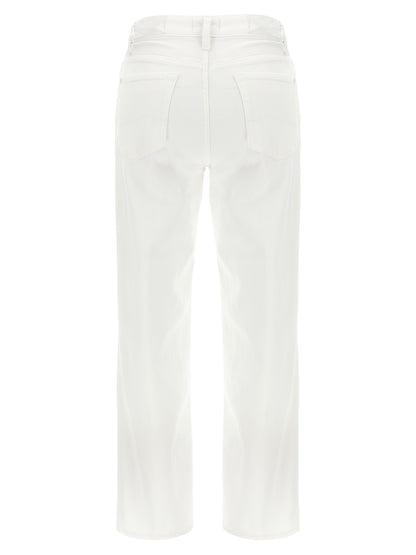 7 For All Mankind White Cotton High-Waisted Jean