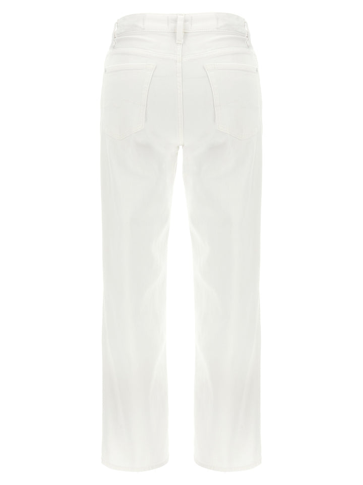 7 For All Mankind White Cotton High-Waisted Jean