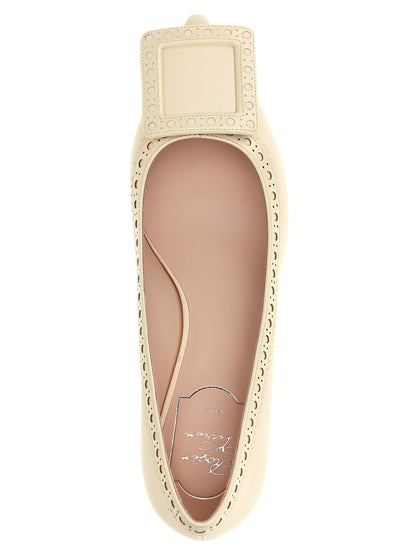 Roger Vivier White Lamb Leather Mid Heel Pumps