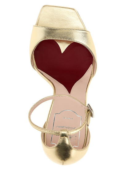 Roger Vivier Gold Calfskin Stiletto Heel Sandals