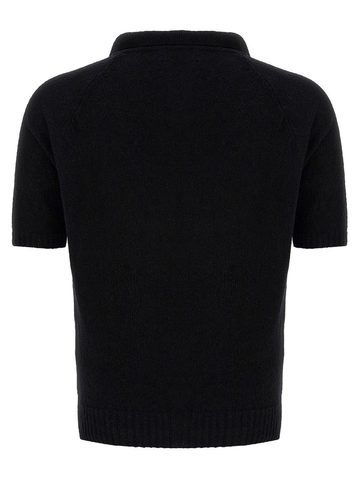 MA'RY'YA Black Cotton Polo Shirt