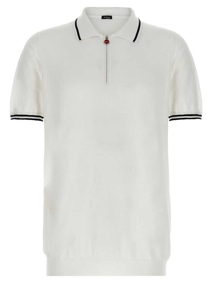 Kiton White Cotton Polo Shirt