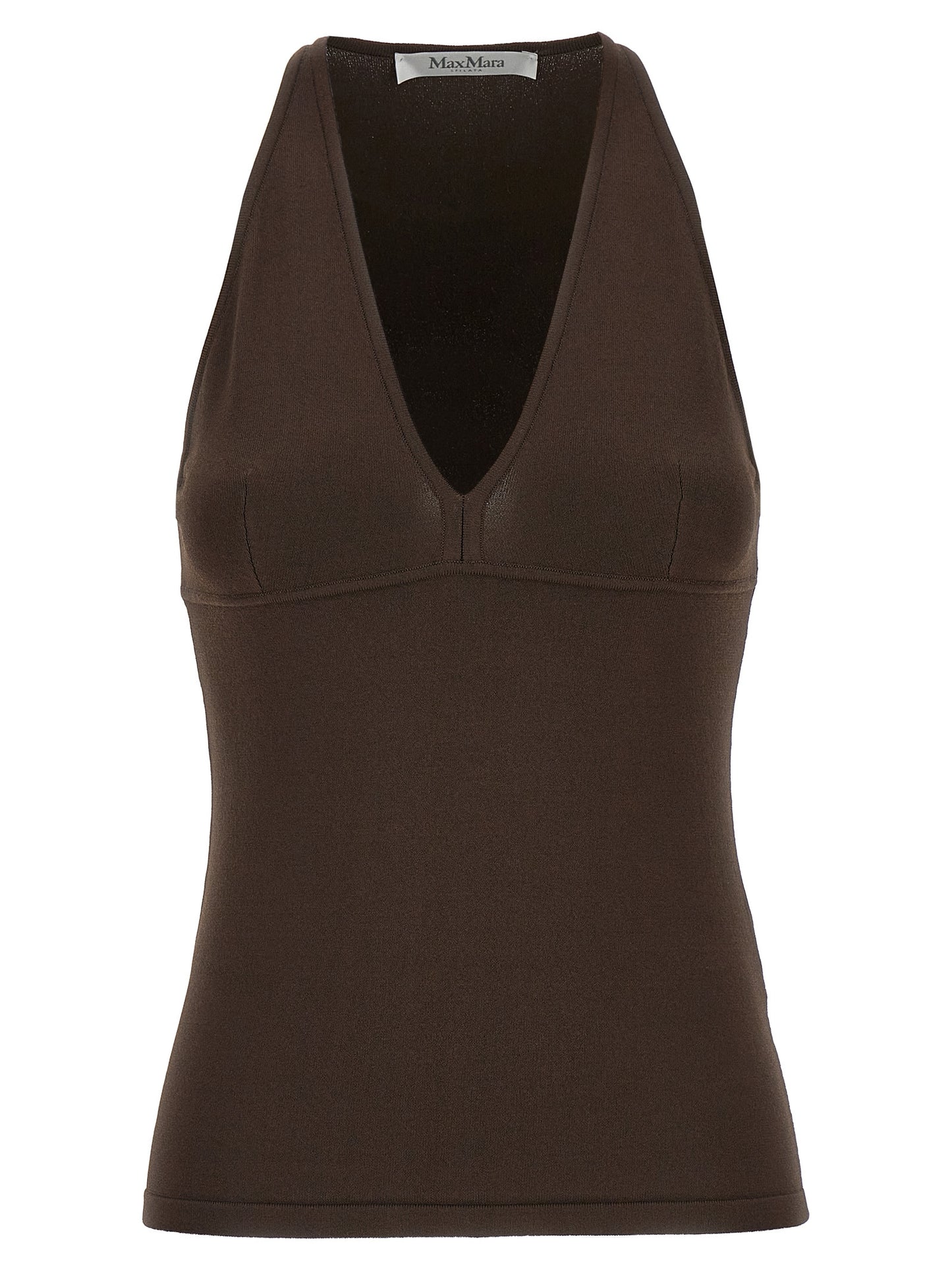 Max Mara Brown Viscose Sleeveles T-Shirt