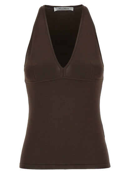 Max Mara Brown Viscose Sleeveles T-Shirt