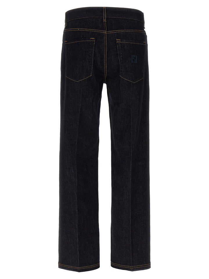 Fendi Blue Cotton Straight-Leg Jeans