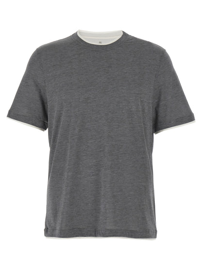Brunello Cucinelli Gray Silk T-Shirt