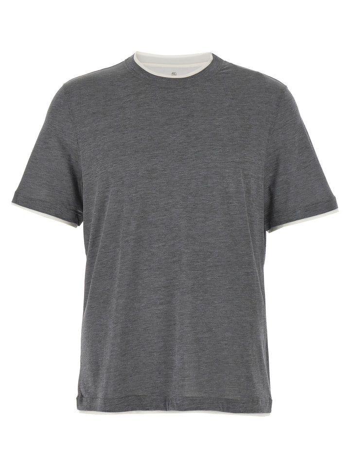 Brunello Cucinelli Gray Silk T-Shirt