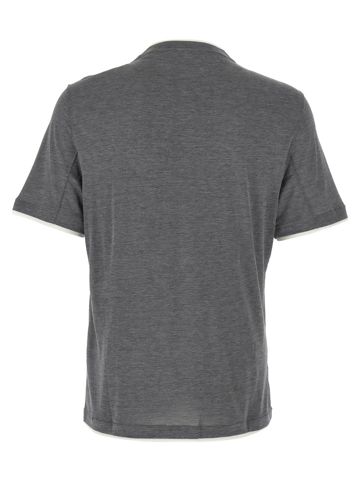 Brunello Cucinelli Gray Silk T-Shirt