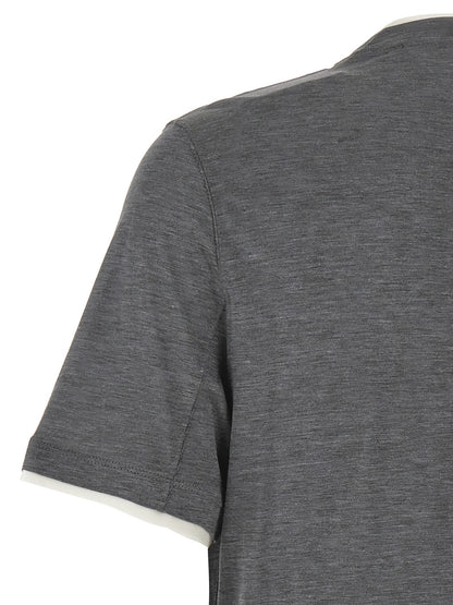 Brunello Cucinelli Gray Silk T-Shirt