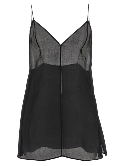 Khaite Black Silk Tank Tops