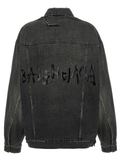 Balenciaga Gray Cotton Denim Jacket