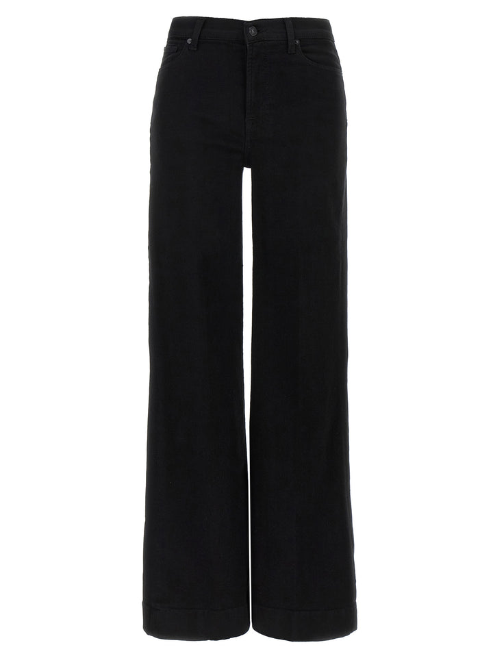 7 For All Mankind Black Cotton Flared Jeans
