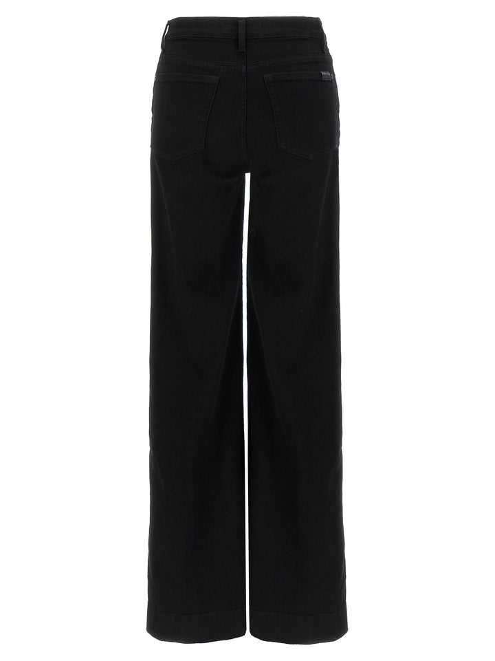 7 For All Mankind Black Cotton Flared Jeans