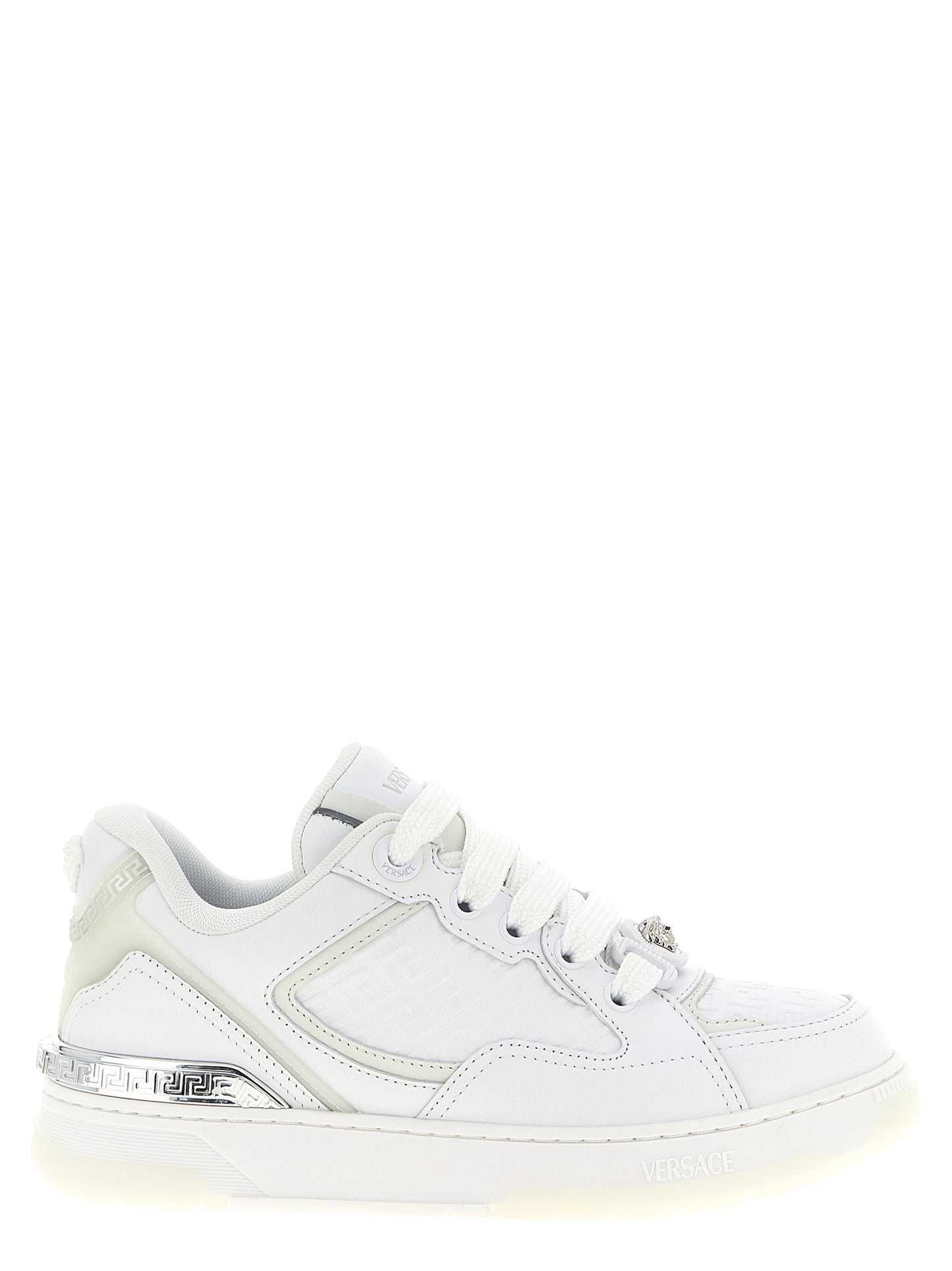 Versace White Calfskin Low Top Sneakers