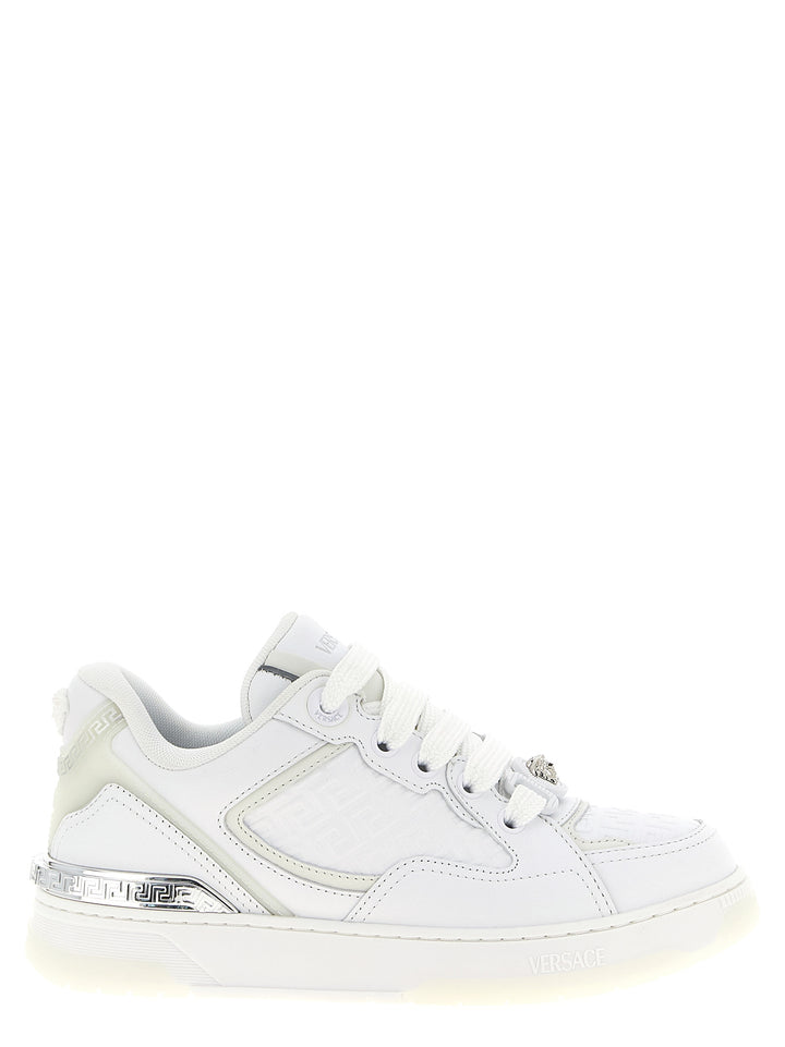 Versace White Calfskin Low Top Sneakers