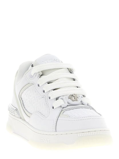 Versace White Calfskin Low Top Sneakers