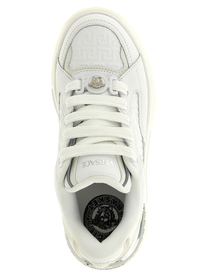 Versace White Calfskin Low Top Sneakers