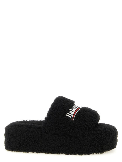 Balenciaga Black Polyester Slides