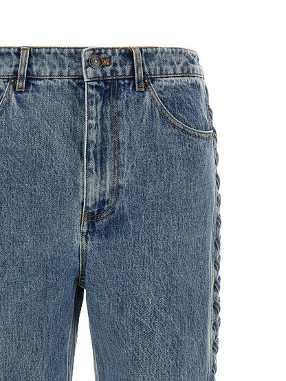 ROTATE BIRGER CHRISTENSEN Blue Cotton Straight-Leg Jeans