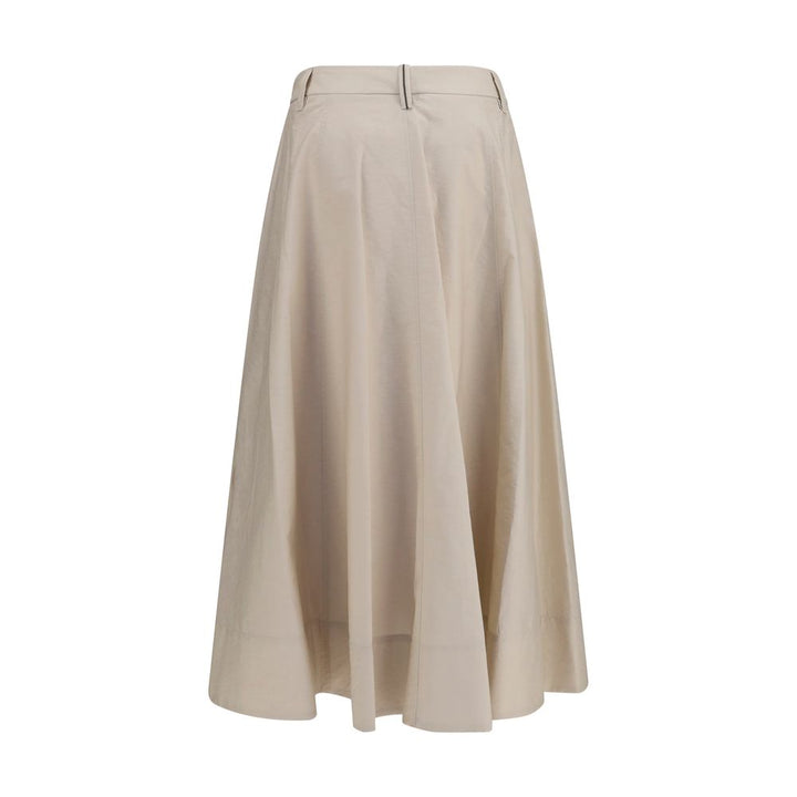 Brunello Cucinelli Beige Cotton Midi Skirt