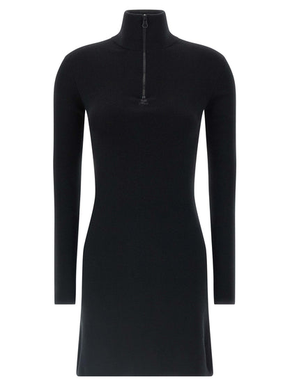 Courrèges Black Merino Wool Short Dress