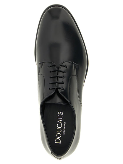 Doucal's Black Calfskin Oxfords And Derbies