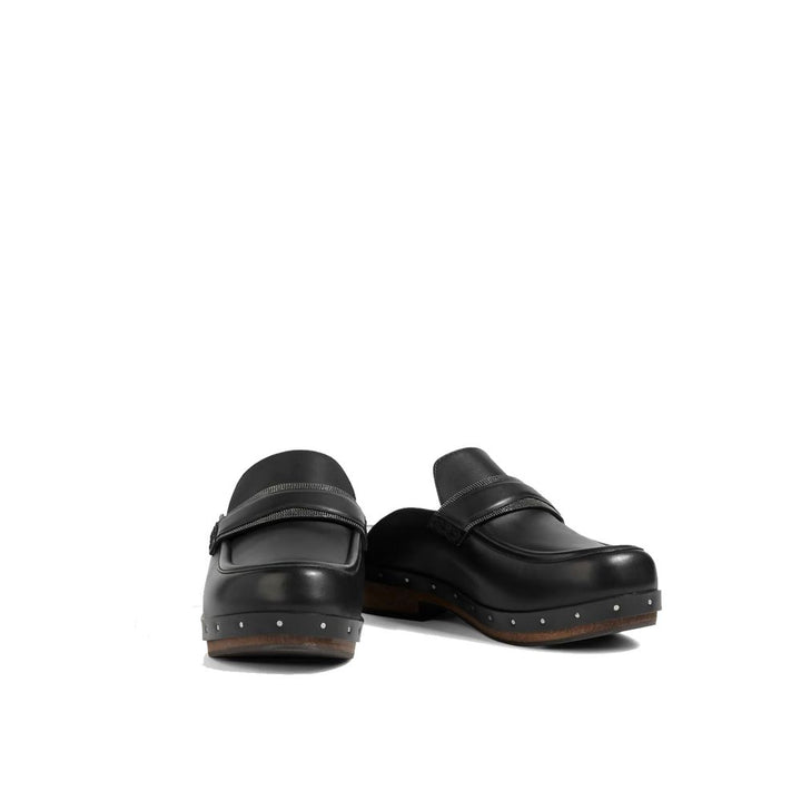 Brunello Cucinelli Black Leather Mules