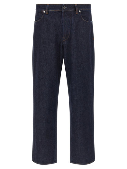 Stone Island Blue Cotton Straight-Leg Jeans