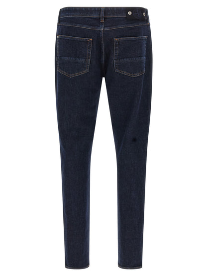 Stone Island Blue Cotton Straight-Leg Jeans