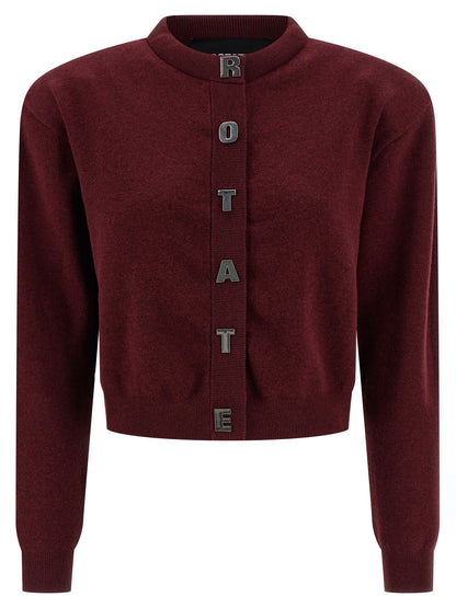 ROTATE BIRGER CHRISTENSEN Bordeaux Cotton Cardigan