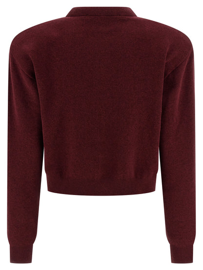 ROTATE BIRGER CHRISTENSEN Bordeaux Cotton Cardigan
