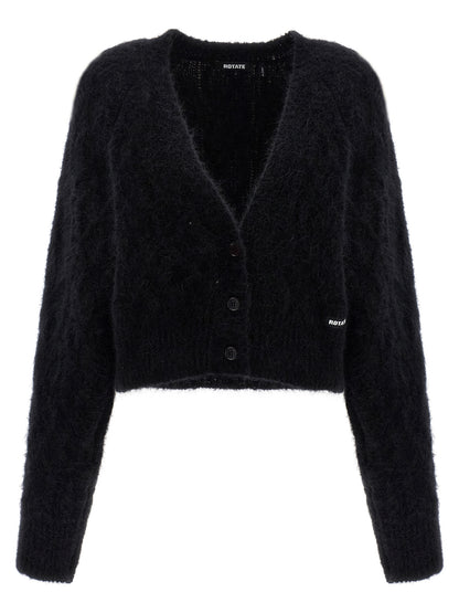 ROTATE BIRGER CHRISTENSEN Black Alpaca Leather Cardigan