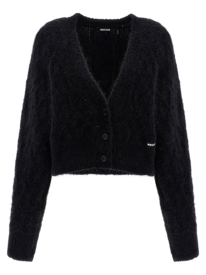 ROTATE BIRGER CHRISTENSEN Black Alpaca Leather Cardigan